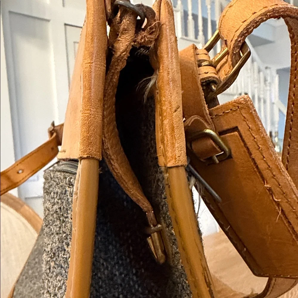 Hartmann Vintage Brown and Gray Tweed Leather Men's Carry-on Bag